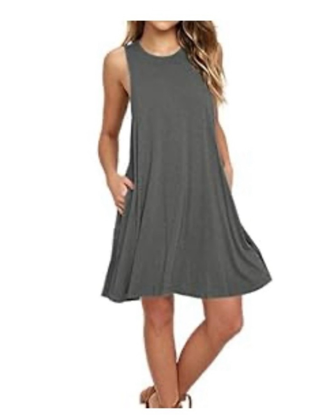 ❤️ Gray Tank Dress with Pockets - Size Medium